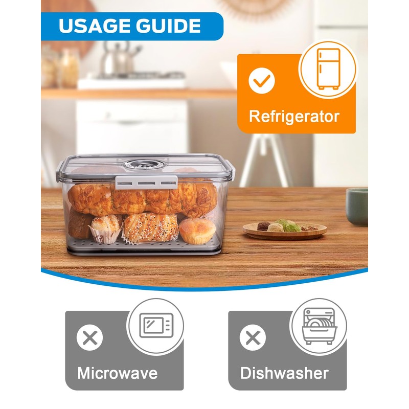 Dynta Bread Box 2 Pack Bread Storage Container Airtight Recording