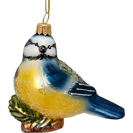 SIKORA BS726 Blue Tit Christmas Tree Decoration Glass Figure Christmas Tree Pendant - Premium Line, Variant: Blue Tit