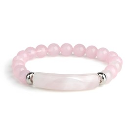 Nexoluxa Pink Bracelet Link Pheromone Bracelet Rose Quartz Pheromone Bracelet for Women 8mm Healing Crystal Beads Stretch Luck Energy Chakra Stone Beaded Bangle Jewelry Gifts for Women - Pink
