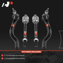 A-Premium Set of 4, Front Inner & Outer Tie Rod End Kit, Compatible with Honda Civic 2016-2021, Insight 2019-2022