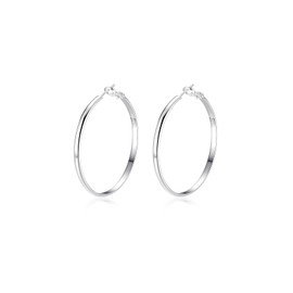 Large Hoop Earrings, Hypoallergenic Hoop Earrings, Wide Hoop Earrings, Large for Women and Girls, 30/40/50/60 mm, White Gold
