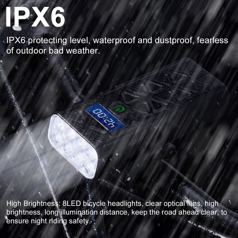 8LED Bike Light Front Bicycle Headlight High Brightness Rechargeable Cycle