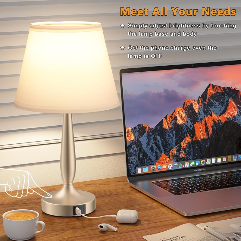 Kakanuo Touch Table Lamp for Bedroom, Small Bedside Lamp with