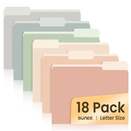 SUNEE File Folders, 18 Pack Manilla Folders 8.5 x 11, Colored Folder Office Organization Home School Folders for Documents Files Paper, 6 Pastel Colors