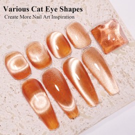 Imtiti Cat Eye Gel Nail Polish, 15ml Nude Brown Crystal Glitter Cat Eye Gel Polish With Magnet Magnetic Gel Nail Polish Holographic Galaxy Sparkly Soak Off UV Led Manicure Nail Salon Kit