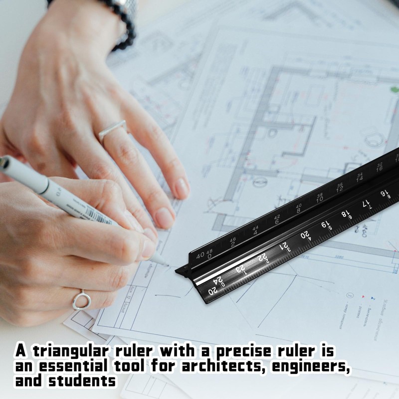 Biaungdo 2 Pack Engineer Scale Ruler, 12 Inch Solid Aluminum