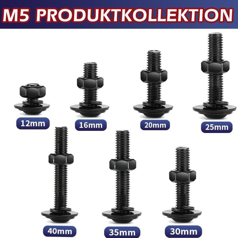 Pack of 10 M5 x 12 Screws, Pan Head Screws