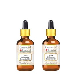 Greenwood Essential Pure Olibanum Essential Oil (Boswellia carterii) with Two Glass Droppers Steam Distilled (Pack of Two) 15ml X 2 (1 oz)