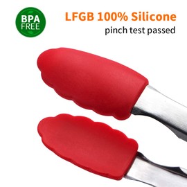 Webake Kitchen Tongs Set of 2 Silicone Tongs in Pinch Test Grade, 12 Inch Salad Tongs Cooking Tongs with Silicone Tips IP Accessories, Metal Tongs for Cooking, Grilling, BBQ and Serving - Black & Red