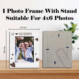 dsjaidh Wooden Frame For 4" X 6" Photo - We Love Our Grandpa - Rustic Wooden Picture Frame For Desktop, Shelf, Counter Display, Grandparents Gifts, Home Decor & Supplies (Vertical) - A10