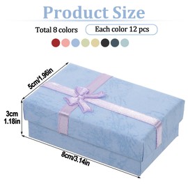 zisiueel 96 Pcs Jewelry Gift Boxes Set Empty Small Gift Cardboard Boxes for Jewelry Packaging with Ribbon Bowknot for Anniversaries Weddings Birthday, 8 Colors