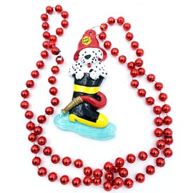 Fireman Dalmation Dog Mardi Gras Bead Necklace Fire Man Hydrant Boots Hose