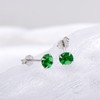 4MM Sterling Silver Earrings Cubic Emerald Green Zirconia Studs for