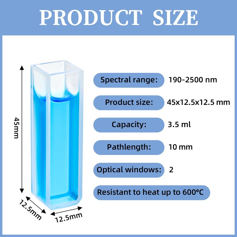 Ceenna 2 PCS UV Quartz Cuvettes for Spectrometer Standard Quartz