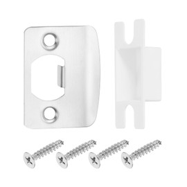 sourcing map 1 Set Door Strike Plate, 57mm x 45.0mm Stainless Steel Latch Deadbolt Replacement Lock Strike Plate for Door Frame Door Jamb Reinforcement, Round Corner, Silver