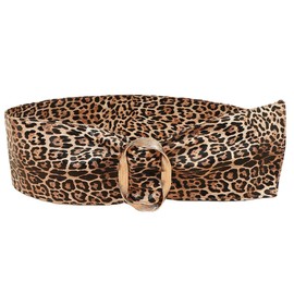 CaySep Womens Leopard Print Wide Cinch Belt Fashion PU Leather Cinch Waistband for Dress Free Size
