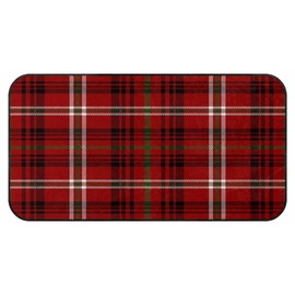 Kitchen Mats for Floor Red Plaid Washable Throw Entryway Rugs with Rubber Backing for Bathroom Bedroom Living Room Indoor & Outdoor, 39''x20''