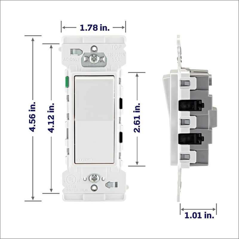 Leviton Lever Edge 15 Amp Single Pole Rocker Switch, 10-Pack,