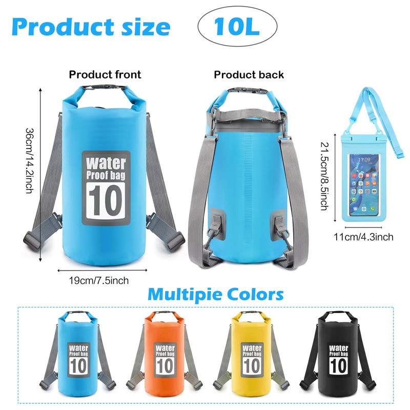 Artmitz 10L Waterproof Dry Bag for Kayaking Swimming Boating Camping