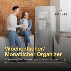 Previs Pack Magnetic Monthly Planner + Magnetic Weekly Planner for Fridge and Desk - Organiser with Magnet - Jorn Adaplaner, Shopping, Rutina, Studio, Work