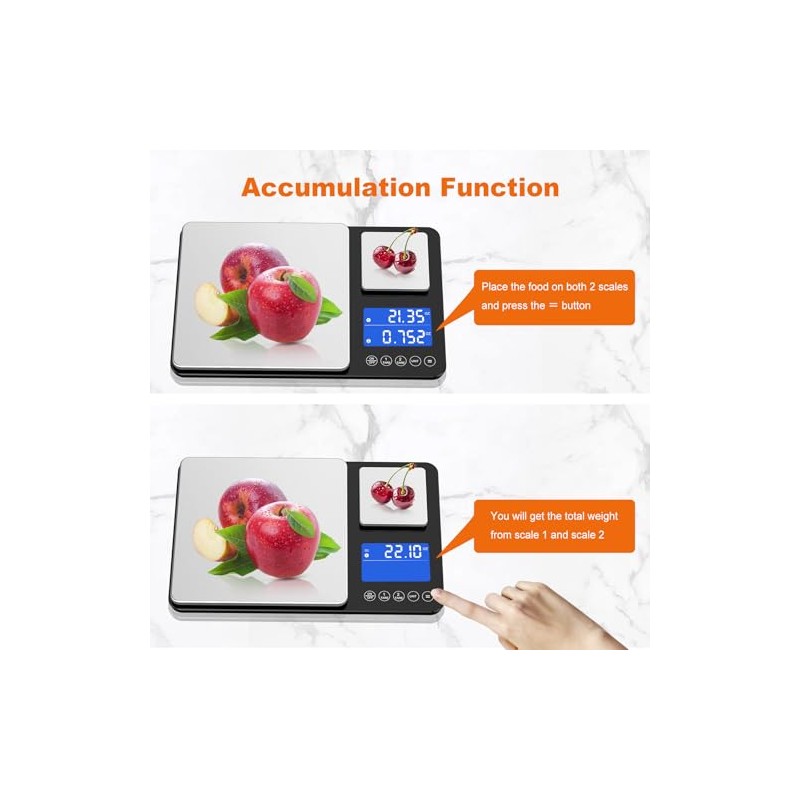 KUAIVO 0.001oz/33lbs Dual Platform Food Kitchen Scales Digital Weight Grams