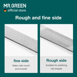 MR.GREEN Double Sided Nail Files Stainless Steel Manicure Pedicure Grooming for Professional Finger Toe Nail Care Tools (Short)