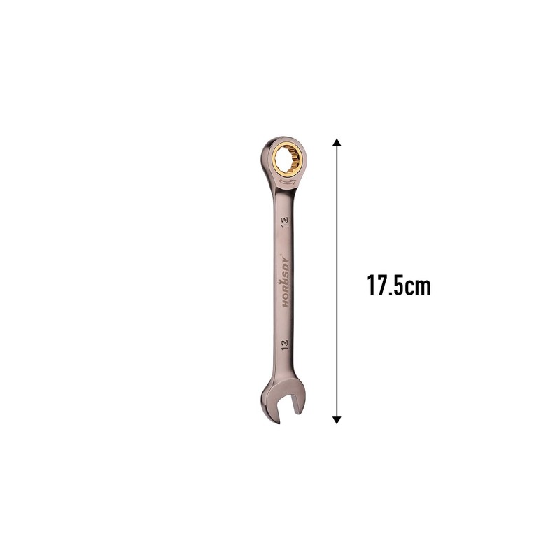 HORUSDY Ratchet Spanner, 12MM Metric Wrench Ratcheting Combination Wrenches 72-Teeth,