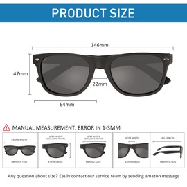 AVDLAB Polarized Sunglasses for Women Men Classic Retro Square Frame Driving Trendy Sun Glasses UV 400 Protection 3 Packs (Matte black, Grey/Matte black, Red/Matte blue, Progressive grey)