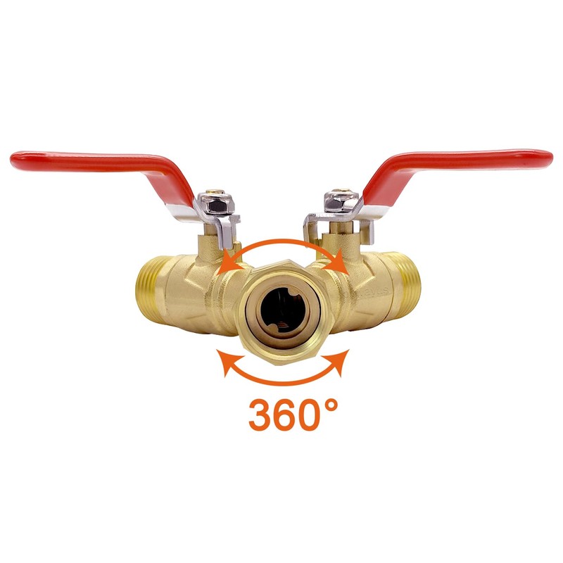Joywayus Brass 3/4" GHT Garden Hose Splitter Full Flow 3-Way
