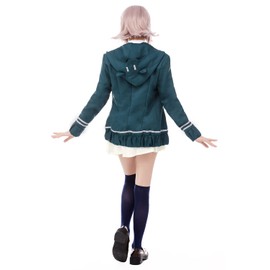 Ya-cos Cosplay Female Chiaki Nanami Cosplay Outfit Uniform Dress Green (Female:X-large, Green)