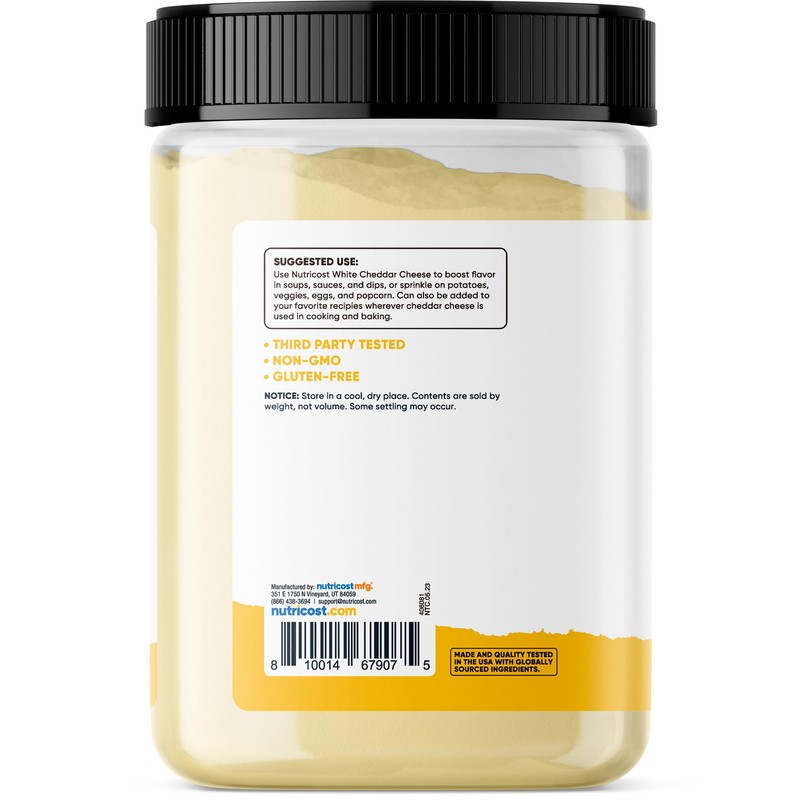 Nutricost Pantry White Cheddar Cheese Powder (2.5 Pounds Per Bottle)