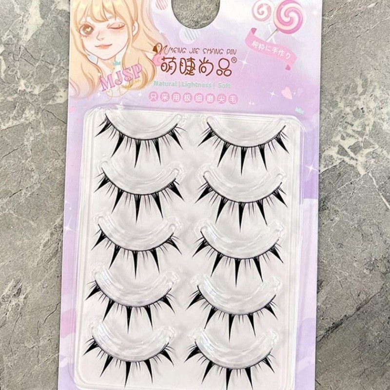 5 Pairs Makeup Cartoon Eyelashes Cosplay Anime Eyelashes Black Stem
