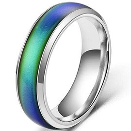 Jude Jewelers 4mm Stainless Steel Temperature Sensative Color Changing Wedding Band Mood Ring, Metal, Cubic Zirconia