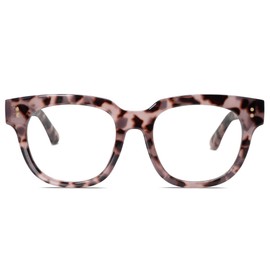 SOJOS Oversized Square Anti Blue Light Blocking Glasses for Women Thick Computer Eyeglasses Double Metal Studs SJ5053 with Pink Tortoise Frame/Anti-Blue Light Lens