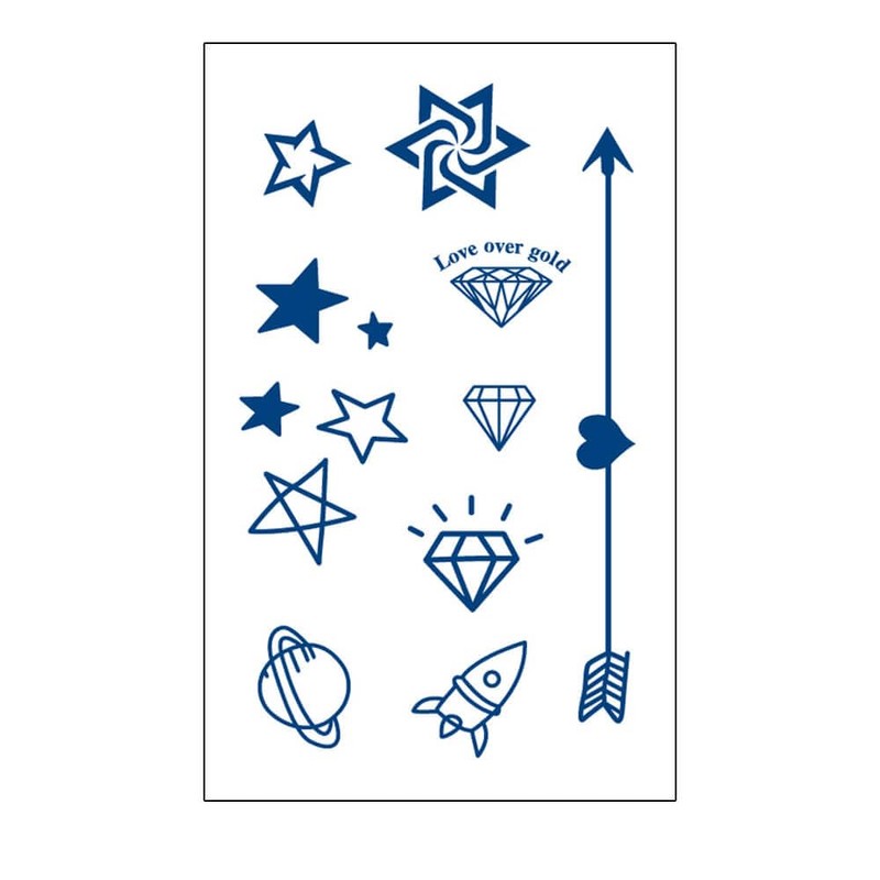 GZ243 246 Temporary Star Tattoo Butterfly Tattoo Heart Tattoo Clover