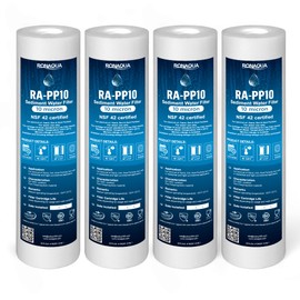 Ronaqua 10 Micron Sediment Water Filter Cartridge 10"x2.5", NSF Certified, 4-Layer Filtration for any 10-inch RO Units & Whole House Systems, Compatible with Culligan P5, AP110, WHKF-GD05, 4 Pack