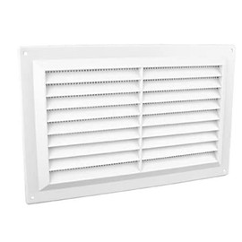 9" x 6" White Plastic Louvre Air Vent Grille with Flyscreen Cover