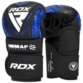 RDX IMMAF Approved Sparring Grappling Gloves, Professional Grade Hybrid Design for Competition Level and Training, ventilated Open Palm, Adjustable wrist Straps, Martial Arts Muay Thai, Men Women