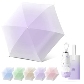 Stylish Compact Folding Inclined Umbrella Ring Handle with Storage Bag Cute Parasol Ultra Lightweight 8.5 oz (240 g) Portable Convenience 100% UV Reduction Light Shielding UPF 50+ 6 Ribs, For Both Sunny and Rainy Weather, Sunburn Protection, Heatstroke Prevention, Commuting to Work or School, Travel, Unisex