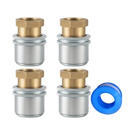 Zpana 4PCS Car Air Chuck for Tires, 1/4'' Brass Closed Flow Vehicle FNPT Tyre Inflator Gauge with Quick Connector, Heavy Duty Automotive Locking Chuck for Air Compressor, Universal Fit