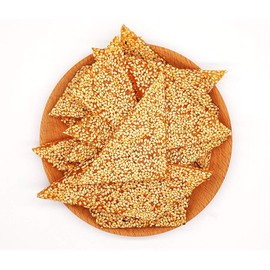 HelenOu666 Chinese Traditional Classical Childhood Snacks Soft Chewy Sticky Sesame Candy 芝麻牛皮糖 (250g/8.8oz)