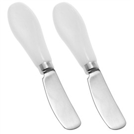 Xhziy Butter Knife Porcelain Handle Stainless Steel Cheese Butter Spreader Knife Butter Spreader Knives for Spreading Jam Pastry and Cold Butter Multipurpose Kitchen Gadget 2PCS