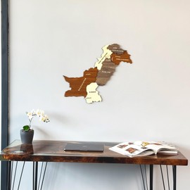 Colorfull Worlds Wooden Pakistan Map Wall Art Country Map Wall Decor for Home Kitchen Office Housewarming Gift (23.6x20.5 | 60x52 cm)