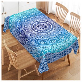 Walmsco Tablecloth Gradient Bohemian Mandala Pattern Decor For Dining Room Kitchen Rectangular Table Cover 132 * 178cm