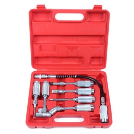 ECCPP 7 PCS Grease Gun Adapter Set Lubing Hose Fitting Zerk Tip Assortment Kit with Grease Gun Hose