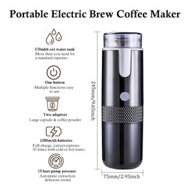 HSTYAIG Portable Espresso Machine Type-C Rechargeable Coffee Machine Mini Electric Powder Capsule Coffee Maker 15 Bar Pressure Suitable for Capsule & Coffee Powder for Camping, Travel, Outdoor, RV