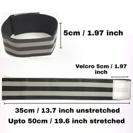 ESW LEISURE 2PCS Reflective Running Gear Hi Vis Viz Armbands High Visibility Elasticated Arm bands or Ankle Bands Safety Accessories for Dog Walking Jogging Runners Cycling & Sports/Gift (Black)