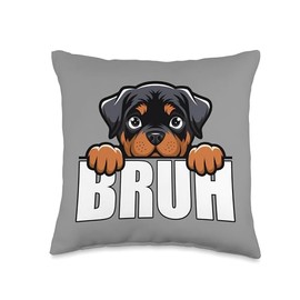 Funny Rottweiler Bruh Cute Rottie Dog Lover Men Boys Kids Throw Pillow