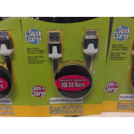 Get Power USB Male A to micro USB 3.0 B Male cable 6ft (3 Pack ) NEW