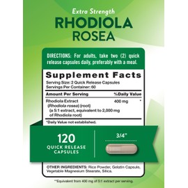 Nature's Truth Rhodiola Rosea | 2000mg | 120 Capsules | Non-GMO & Gluten Free Extract Supplement
